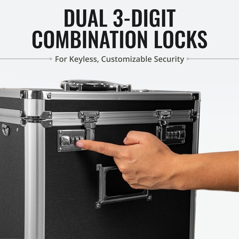 Vaultz File Organizer Storage Box - 14 x 7 x 12.19 Inch Letter Size, Portable Locking Storage Totes with Dual Combination Locks for Filing Office Documents - Black - Image 5